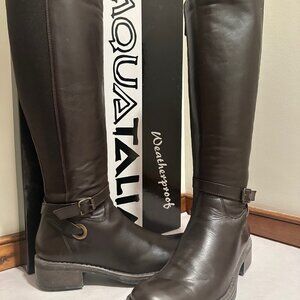 Aquatalia 7.5 brown knee high weatherproof boot